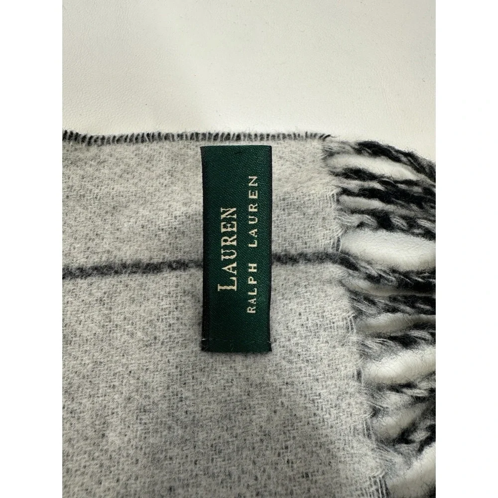 Lauren Ralph Lauren Scarf Lambswool‎ Italy Black Gray 19.5
